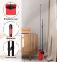 Broom and Dustpan Combo Set, Long Handled Dustpan and Brush Set - Red/Black