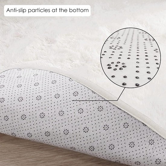 4x4 soft white round modern fluffy rug