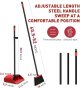 Broom and Dustpan Combo Set, Long Handled Dustpan and Brush Set - Red/Black