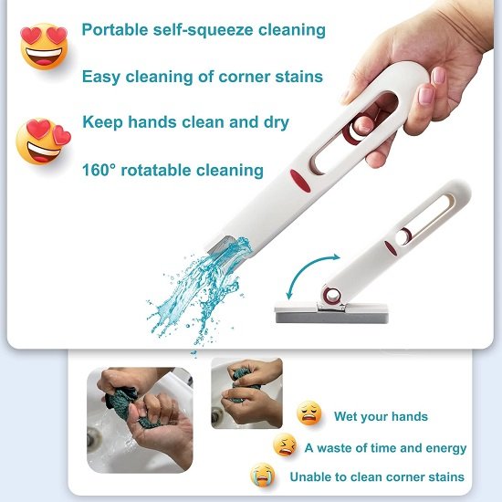 Mini Mop Portable Self-Squeeze Small Mop, Hand Free Automatic Cleaning mop