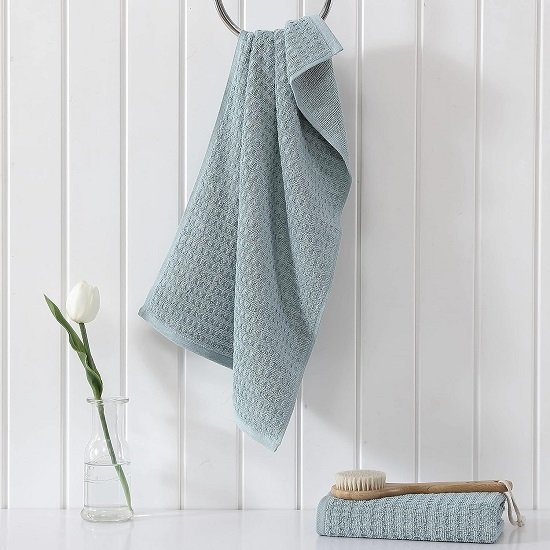 Hand Towel Set, Highly Absorbent Cotton Bathroom Decor, Low Linting & Fade Resistant (Northern Pacific Turquoise, 2 Piece)