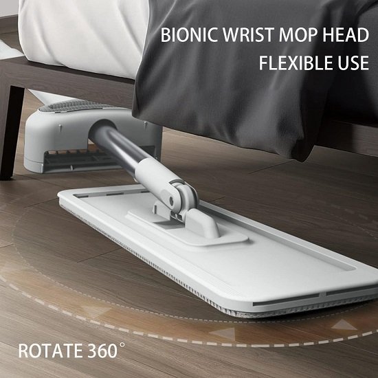 360 Hands-Free Self Wringing Floor Cleaning Mop, with 4 x Washable Pads,White