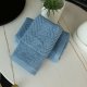 Blue Hand Towels Set of 2 100% Cotton Terry Stripe Patterned Super Soft Absorbent Hand Towels, 13 X 29 Inches