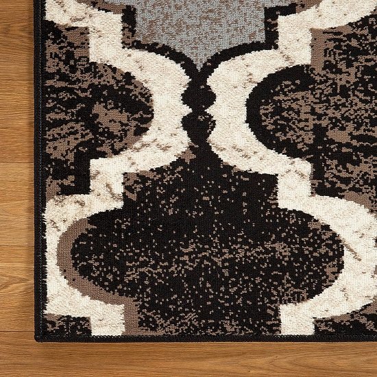 Indoor area rug with jute backing, modern geometric plaid floor decor, 3" x 5", Chocolate