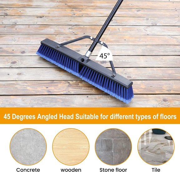24" Push Broom Outdoor Heavy Duty Broom - Blue