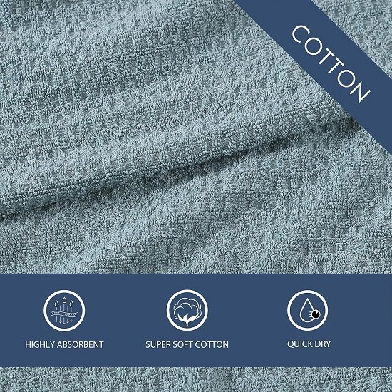 Hand Towel Set, Highly Absorbent Cotton Bathroom Decor, Low Linting & Fade Resistant (Northern Pacific Turquoise, 2 Piece)