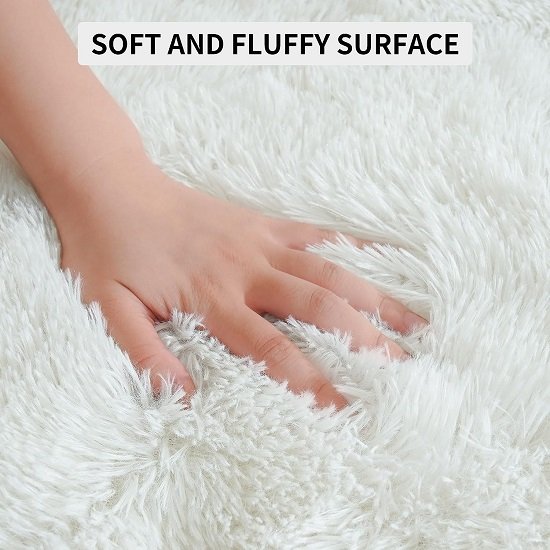 Super Soft Fluffy Rug, Indoor Home Decor Rug with Non-Slip Bottom, Cream White, 3 X 5 Feet