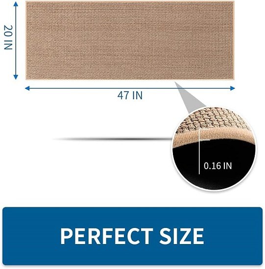 Kitchen Rug Non-Slip Washable, Absorbent Kitchen Rug, Sink Front (Beige, 20" x 47")